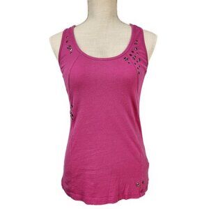 Rock 47 Wrangler Studded Tank Top Women's L Pink Western Cowgirl Racerback